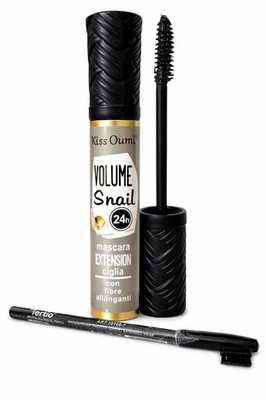 Mascara Schneckenschleim Wimpernverlängerung 24h Volumen Snail Kiss Oumi + Augenstift