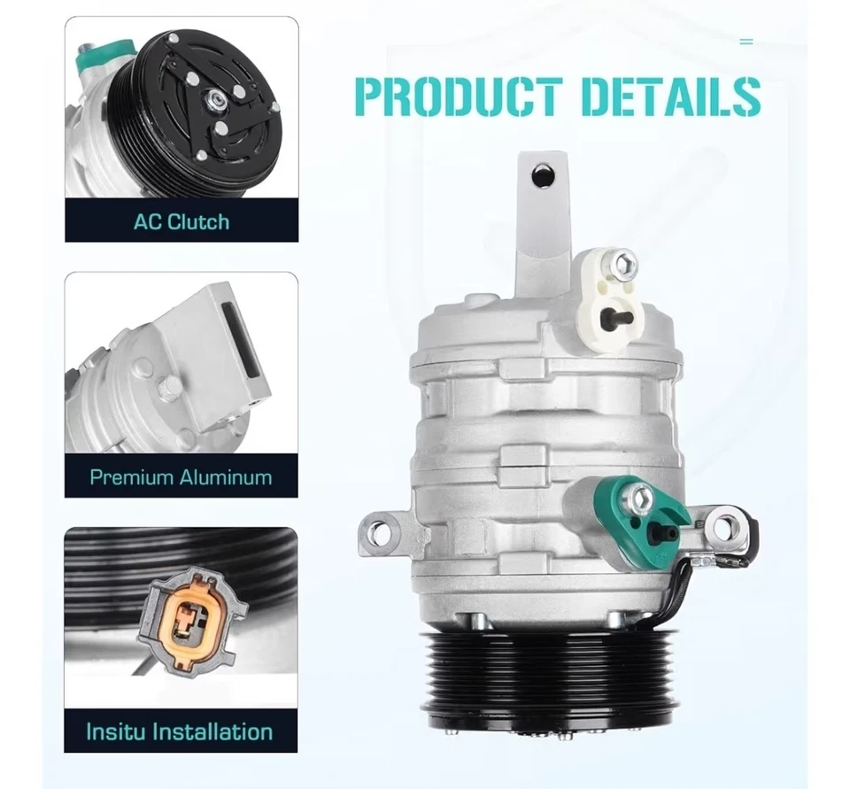 Compresor de aire acondicionado con embrague para Nissan Versa 2012-2019 2016-2018 Tiida 1.6 1.8 Foto 2 de 4