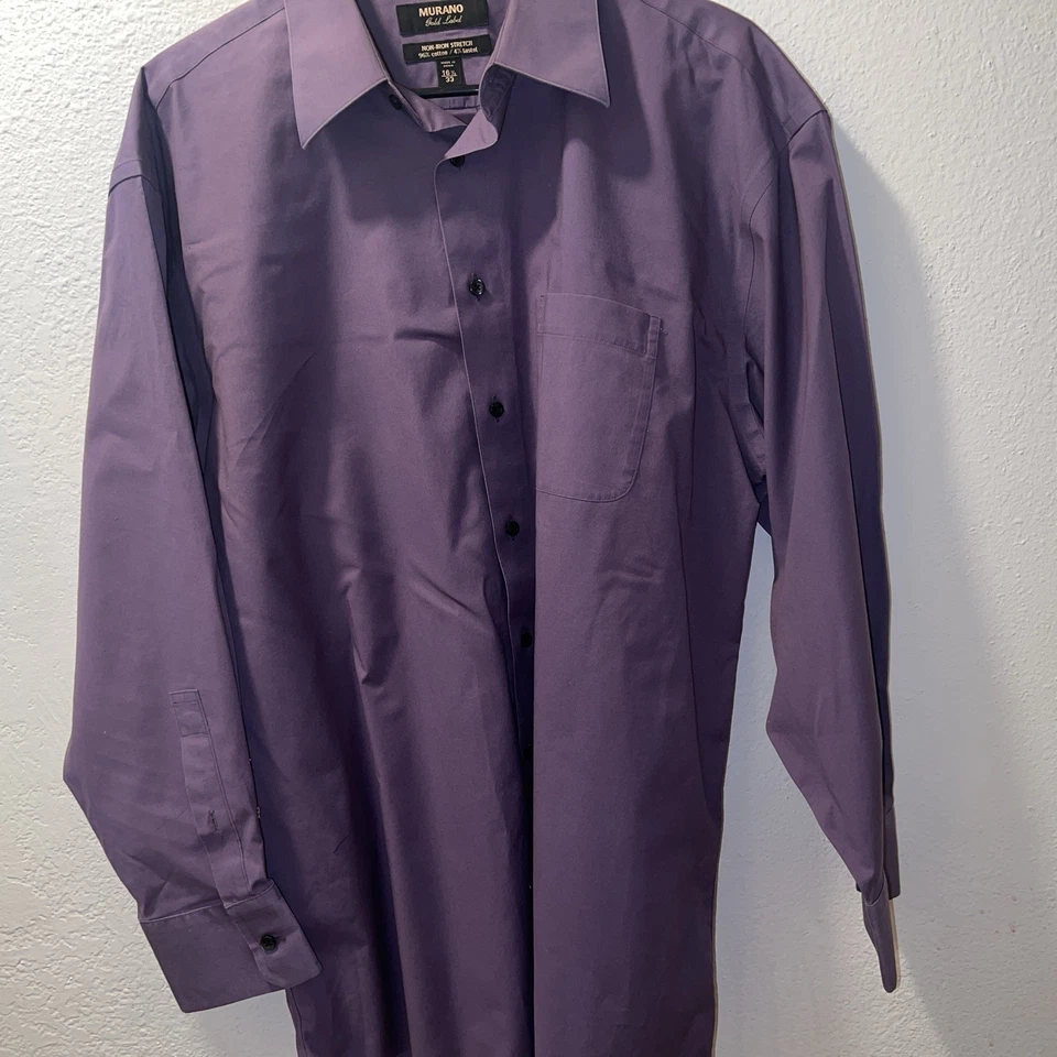 Murano Shirt Men's 16.5 / 35 Gold Label Long Sleeve Dress Shirt Light Purple - Image 3 of 4