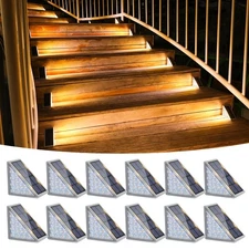 Outdoor Stair Lights 12 Pack, Solar Step Lights Waterproof IP67,80 Lumen, Led...