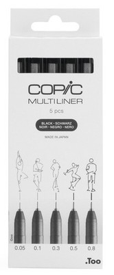 COPIC Fineliner MULTILINER schwarz 5er Set