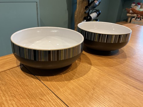 Denby Jet Stripes Cereal / Dessert Bowls x 2 Stoneware Tableware Lot B - Picture 18 of 18