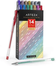 ARTEZA Metallic Gel Pens Colored with Triangular Grip, 14 Office Product