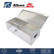 20 Inch Silver Aluminum Diamond Plate Tool Underbody Box With T - Handle Latch
