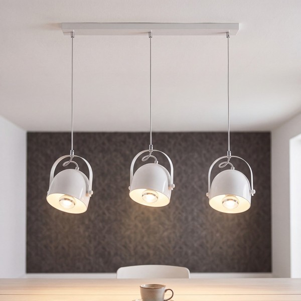 HäNgeleuchte Weiß Verstellbar 3 Pendel E27 Winnie Lampe Esstisch Wohnzimmer-image