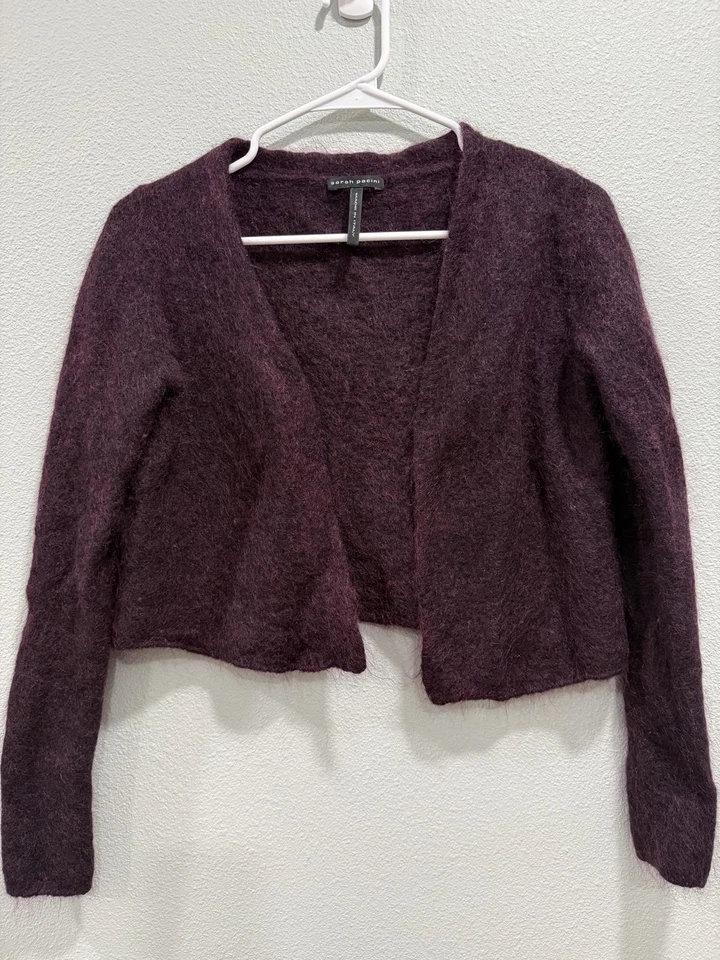 Cardigã Designer Sarah Pacini Mohair Lã Merino (Borgonha), Feminino Pequeno  - Imagem 3 de 4