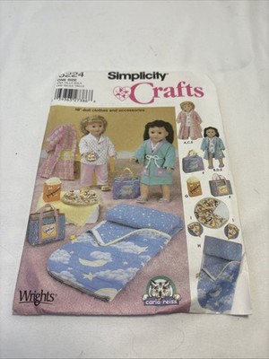 Simplicity 5224 18'' Doll Clothes & Accessories Craft Pattern Uncut Sleepwear