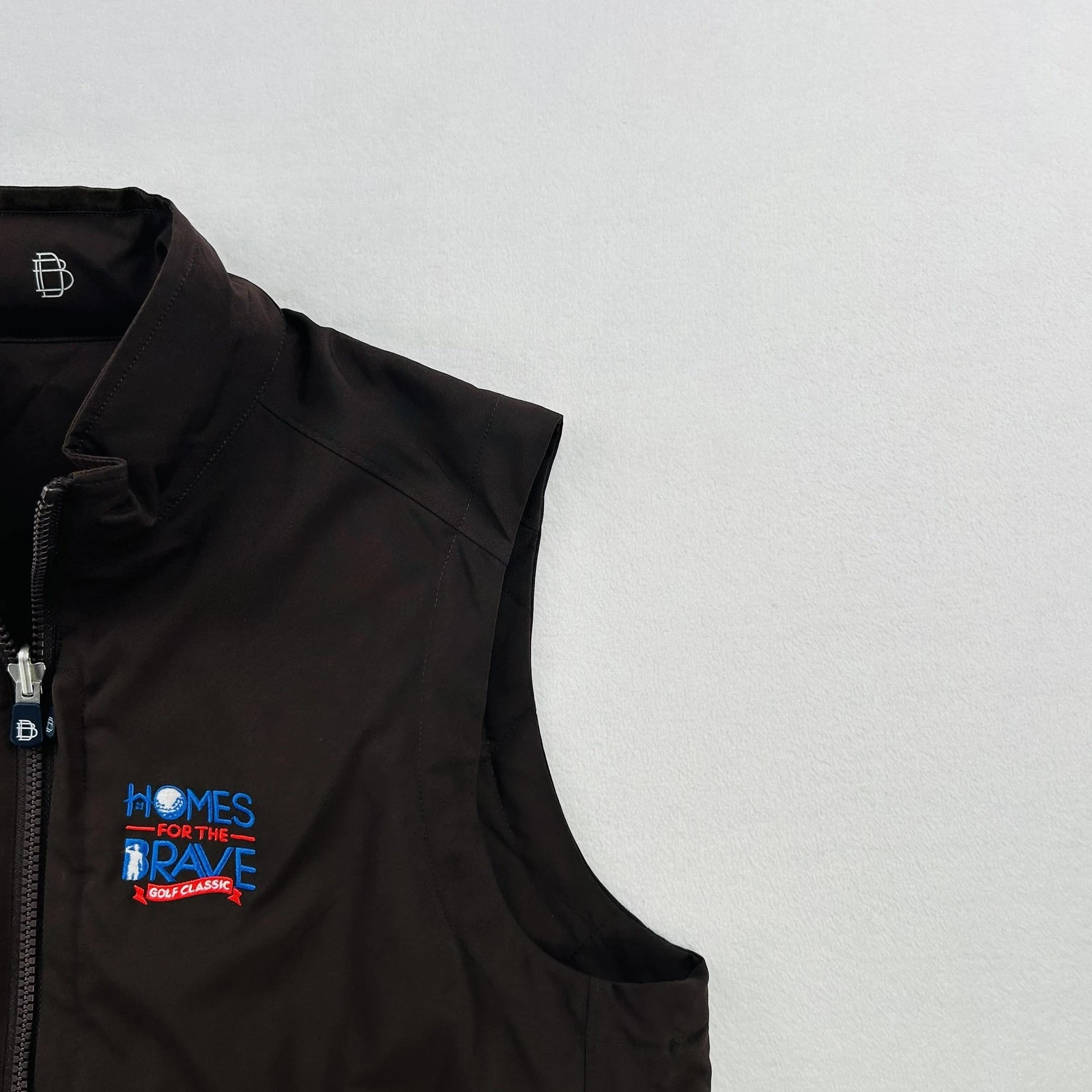 B. Draddy Vest Mens Large Brown Lawrence Goose Down Puffer Golf Full Zip NEW! image 11