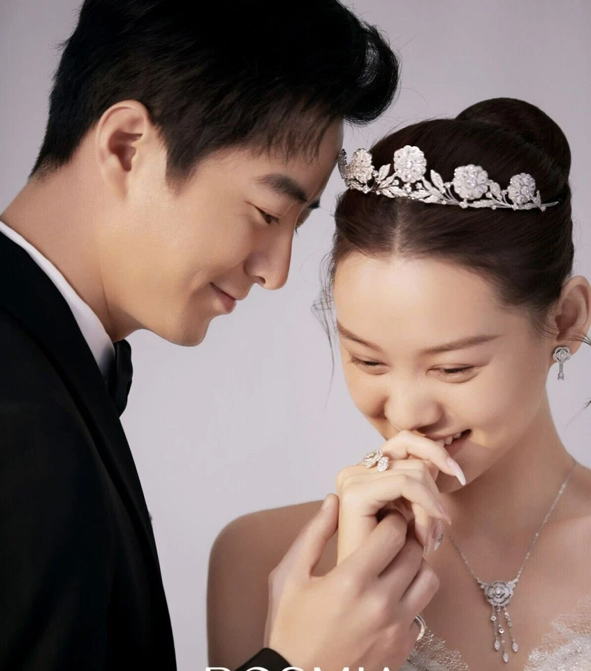 Flor Real Zircão Cúbico Coroas Tiaras de Noiva Cabelo Acessório de Casamento - Imagem 3 de 4