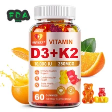 MENXI Vitamatic Vitamin D3 K2 Gummies - 60 Count - Supports Healthy Bone Heart