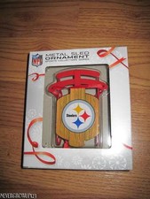 NFL PITTSBURGH STEELERS OLD FASHIONED WINTER SNOW SLED CHRISTMAS ORNAMENT NIB