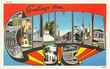 # B2293     COLUMBIA, S..C.  LARGE LETTER LINEN    POSTCARD,  