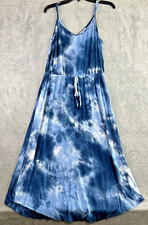 Magnolia Sky Dress M Blue Tie Dye Sleeveless Boho Flowy Summer Sundress Fairy