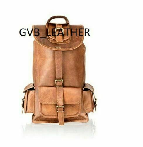Heavy Duty Genuine Goat Skin Leather Backpack for Hiking and Laptop-image