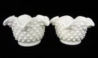 Vintage Fenton Milk Glass Hobnail Candy Dish Bowl Six Point Star Top 2.75" Pair