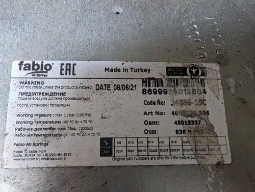 Air spring unit for VDL bus DAF truck 45015337 5015337 836NP14 FREE UK SHIPPING - Picture 2 of 2