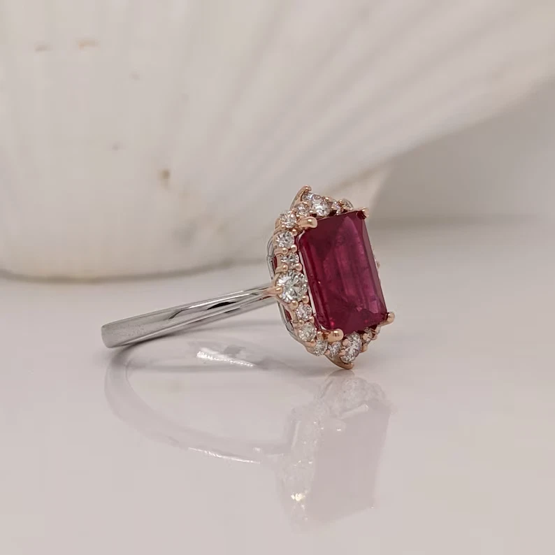 Ruby & Diamond 3.25CT Women's Wedding Engagement Gift Ring In 14k Two Tone Gold - Image 3 of 4