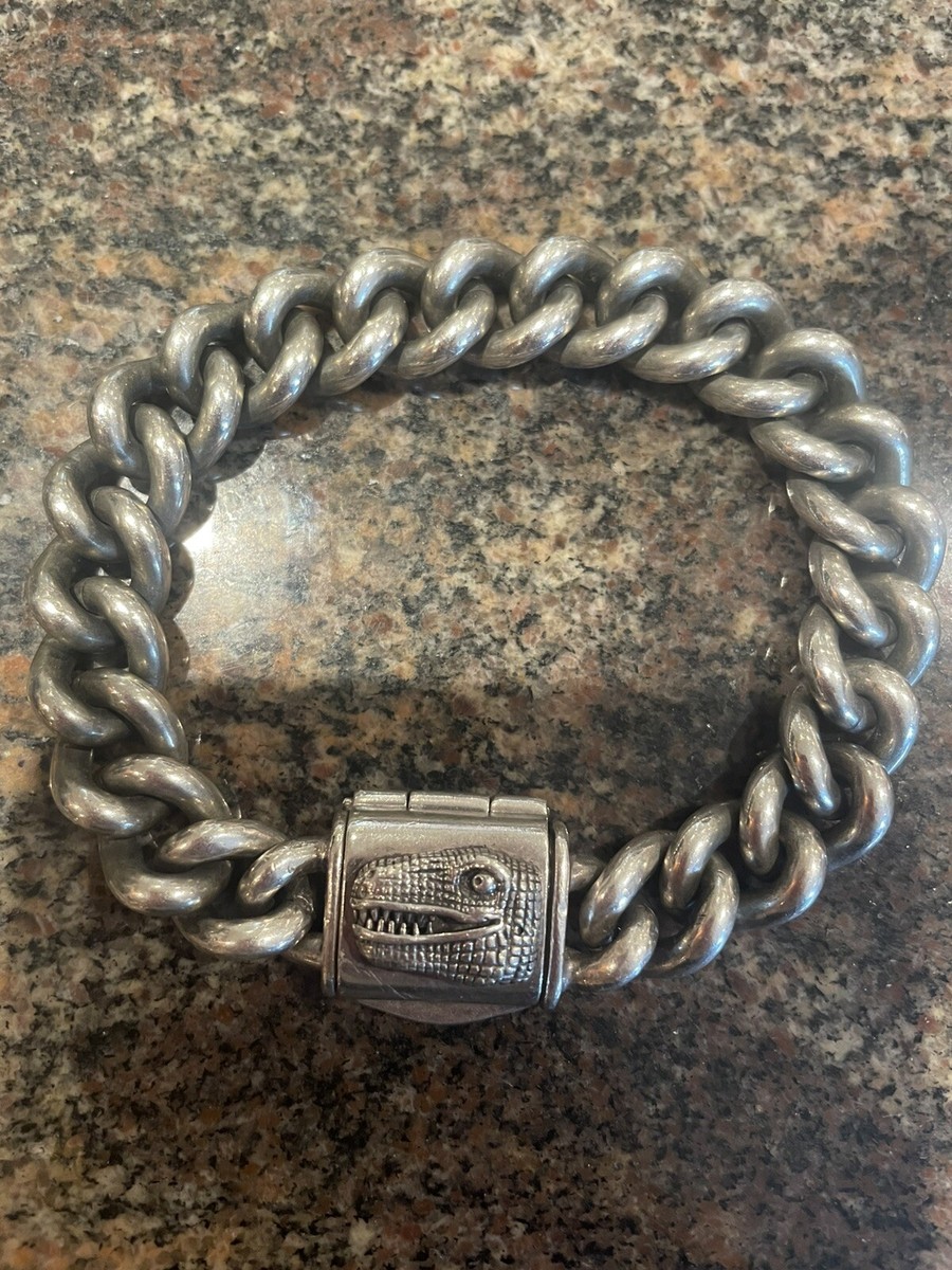 RARE!! Kieselstein-Cord Curb Link T-Rex Sterling Silver Bracelet
