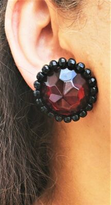 Round Black And Red Stud Fashion Earrings by Clicks Trends