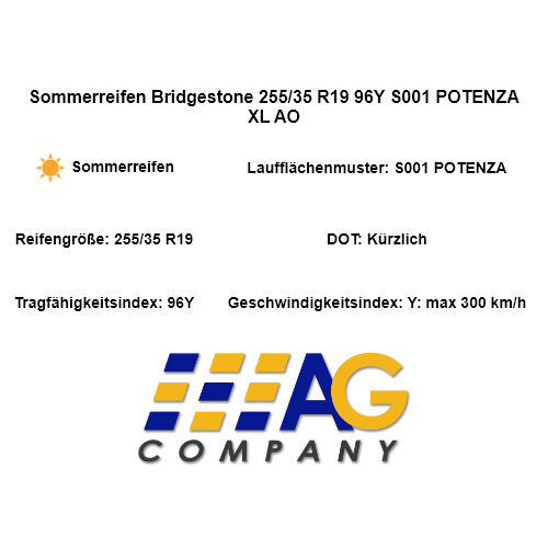 Sommerreifen Bridgestone 255/35 R19 96Y S001 POTENZA XL AO - Bild 3 von 5