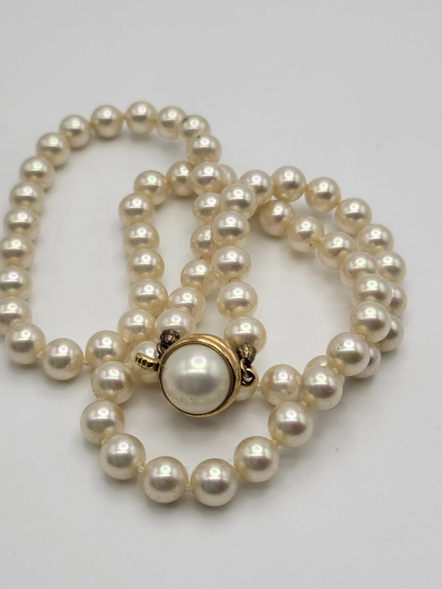 Buy Vintage PM70 Majorica Pearl Necklace With Sterling Clasp and Safety  Chain Online in India - Etsy