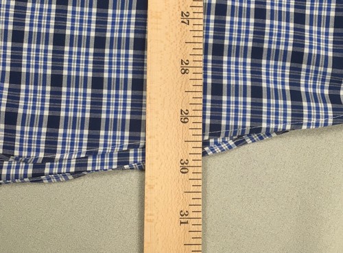 Michael Kors Dress Shirt Mens 17.5 34/35 Blue Ivory Plaid Collared Long Sleeves - Picture 8 of 8