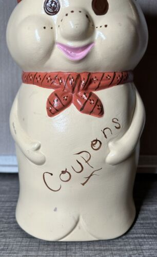 Vintage 1978 Ocean State Mold Doughboy Hand Painted Ceramic Coupon/Money Bank - Picture 4 of 12