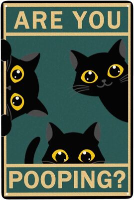 Black Cat Are You Pooping Metal Tin Sign Kitty Cat Retro Wall Decor 8x12 