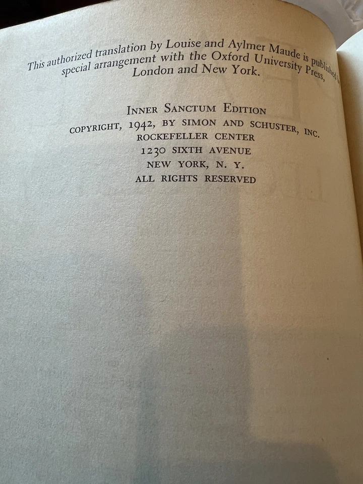 Book War and Peace Leo Tolstoy Inner Sanctum Edition Hardcover 1st Edition 1942 - Image 2 of 4