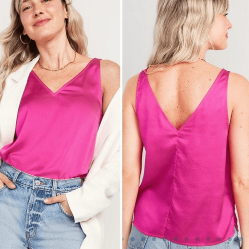 Camiseta sin mangas Old Navy negra crepé satinado cuello en V talla M - Imagen 5 de 5