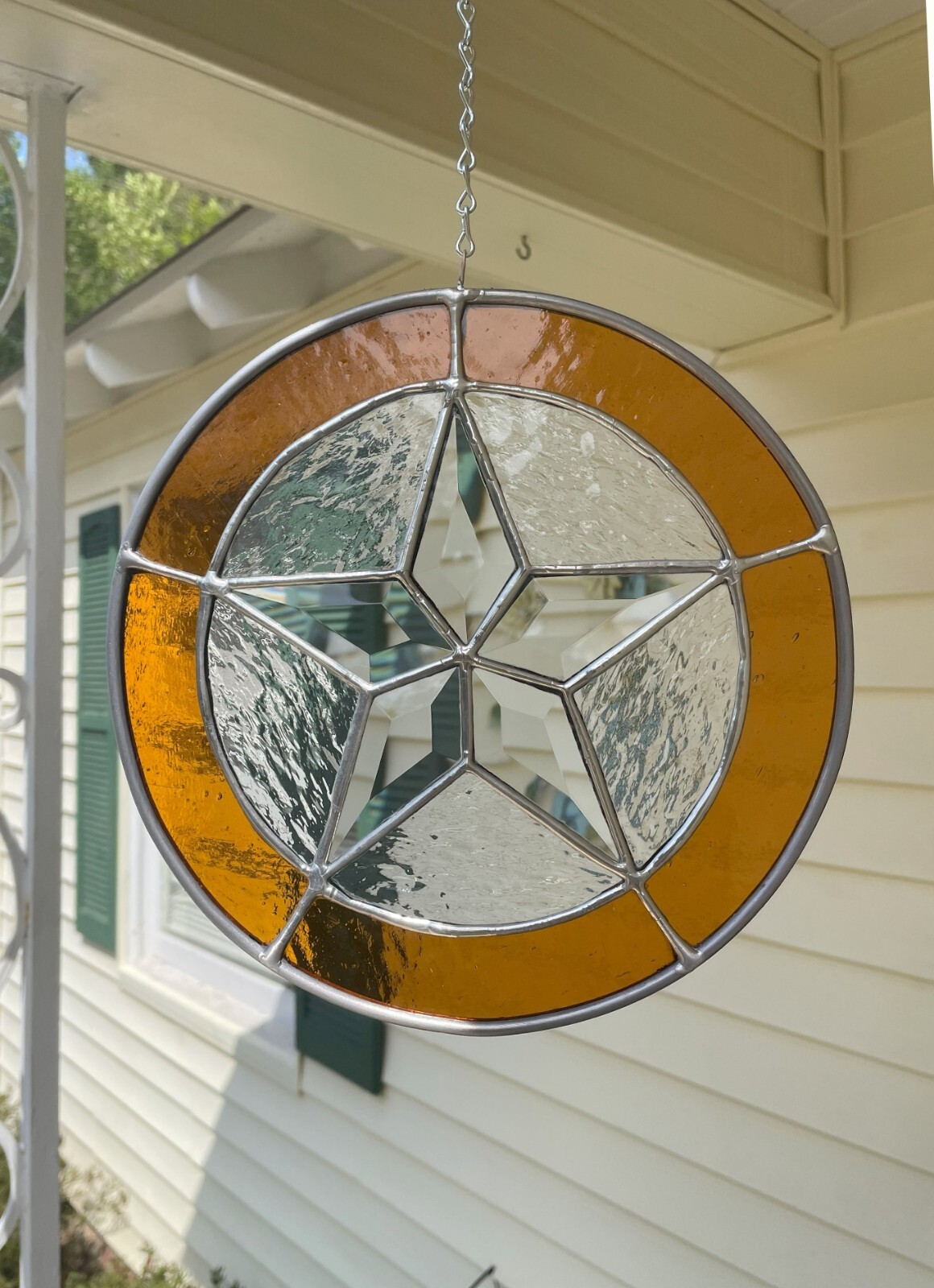 Stained Glass Texas Star Suncatcher, Texas, Patriotic, Bevel Star, 9.5
