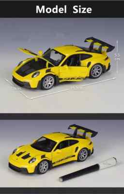 Welly NEX 1/24 Porsche 911 992 GT3 RS Yellow Racing Model