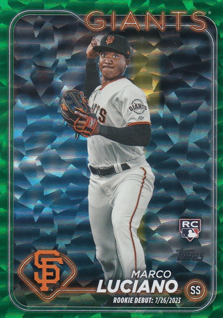 MARCO LUCIANO /499 TOPPS UPDATE ROOKIE GREEN HOLO FOIL RC GIANTS #US217 2024 24