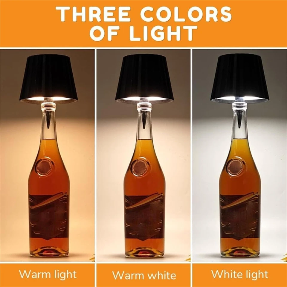 Wireless Bottle Lamp 3 Color Stepless Dimming LED Wine Bottle Lamp Cordless Lamp - image 2 of 4