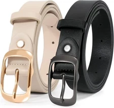 JASGOOD 2 Suit for waist size 26"-30", H-gun Buckle Black+gold Beige 