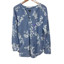 Talbots Womens Shirt Size Med Floral Polka Dot Business Casual Office Work
