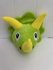 Fun Express Triceratops Dinosaur Head 8" Plush Green Stuffed Animal Soft Toy