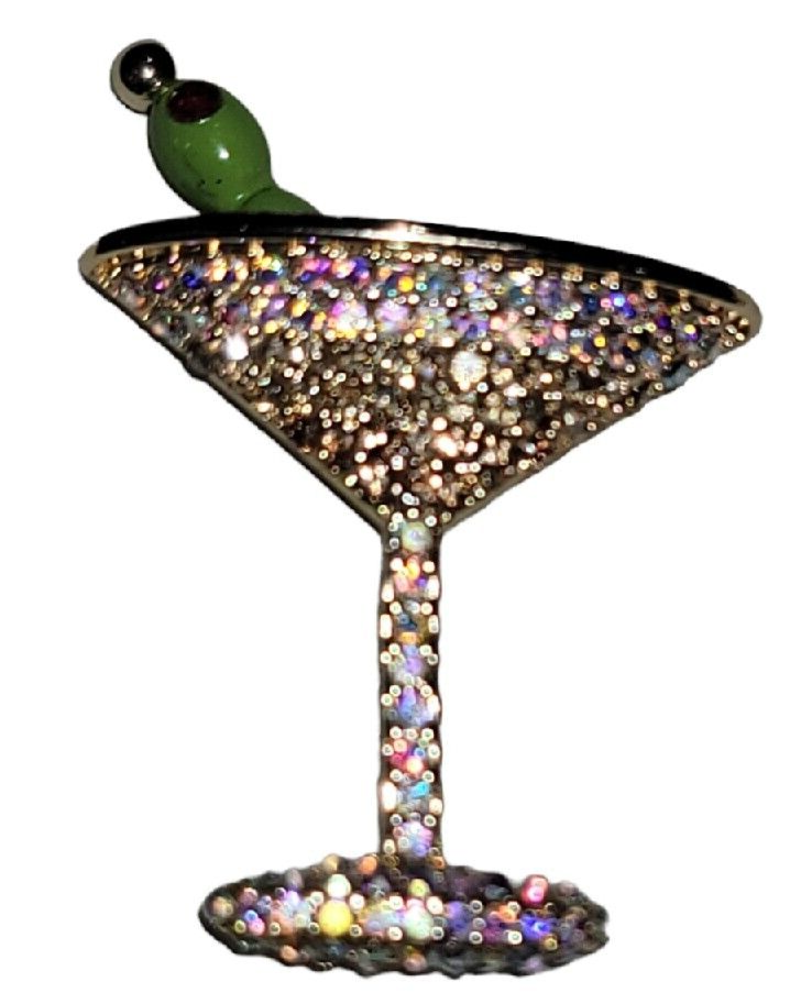New Baublebar Martini Glasses with Olives Rhinestone Sparkly Crystals