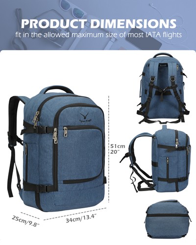 Mochila de mano de viaje convertible de fin de semana de viaje unisex de cabina de 40 L - Imagen 12 de 39