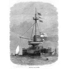 HMS Thunderer Stern View; Naval Ship - Antique Print 1872