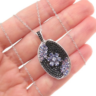 Chuck Clemency 925 Sterlingsilber echter Tansanit & Spinell Kette Halskette 20''