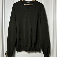 Eddie Bauer 100 Pima Cotton Dark Green V-Neck Long Sleeve Pullover Knit Sweater