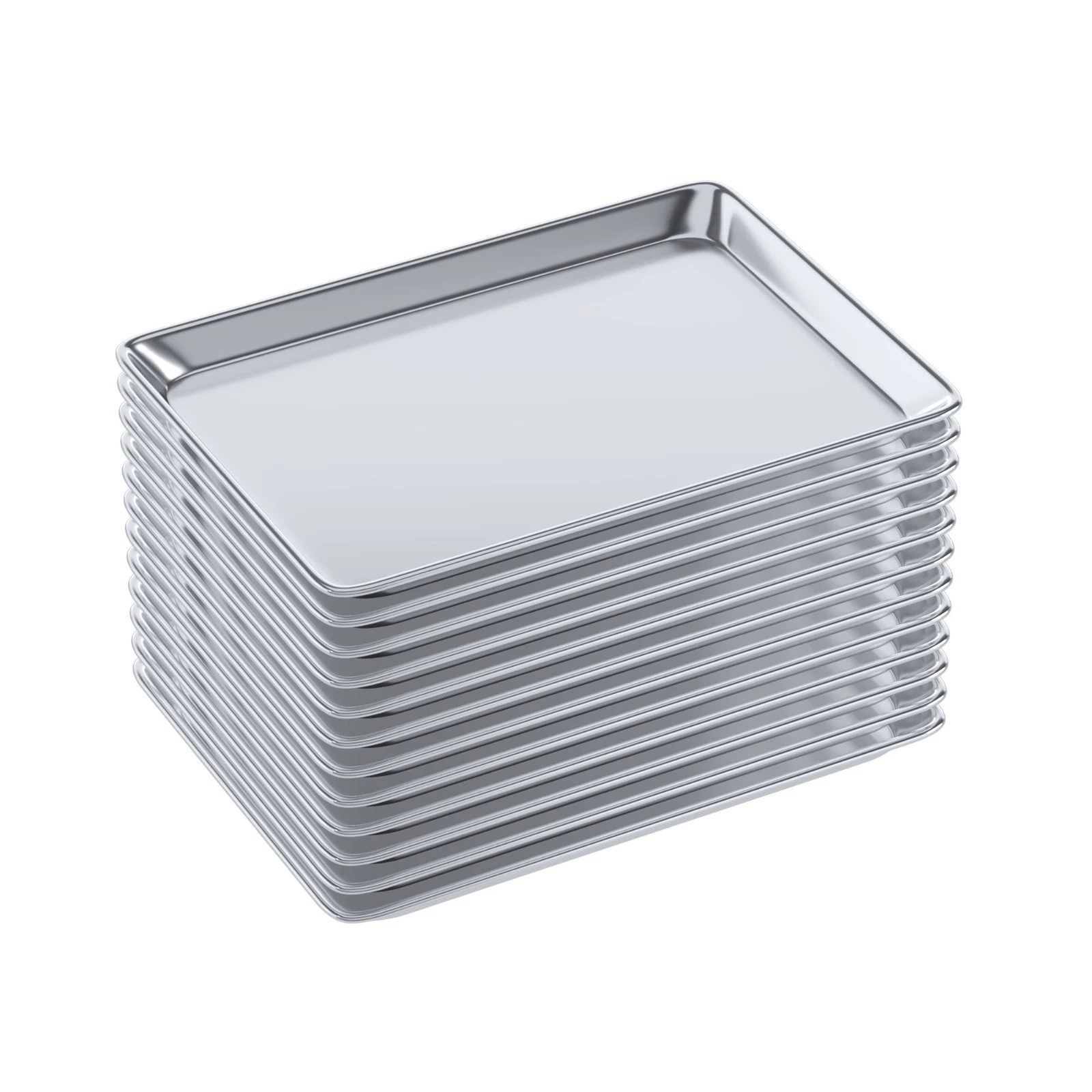 13 in. x 18 in. 19 Gauge Half Size Aluminum Bun / Sheet Pan. Pack of 12