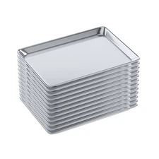 13 in. x 18 in. 19 Gauge Half Size Aluminum Bun / Sheet Pan. Pack of 12