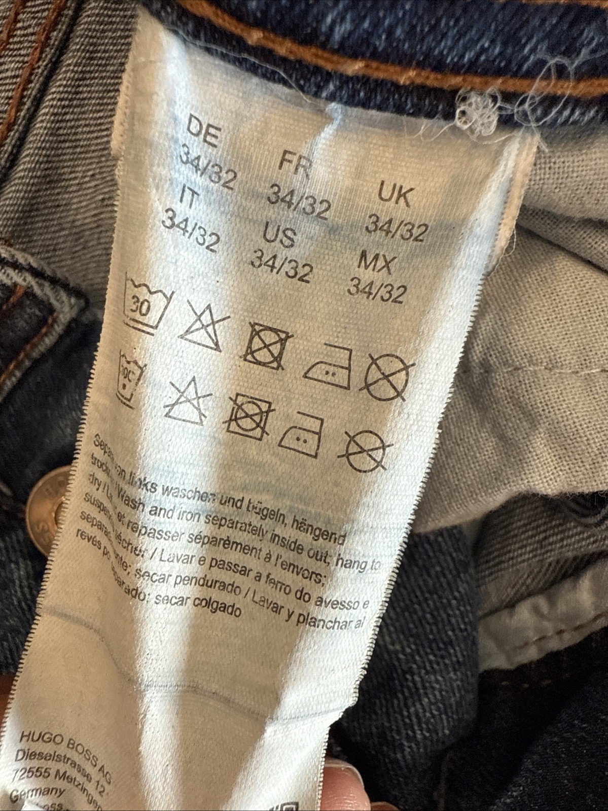 HUGO BOSS Jeans Blue Slim Tapered Stretch Denim Candiani Italy | Mens 34W/32L thumbnail 12