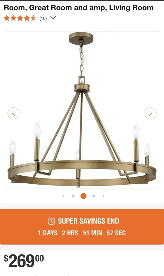 Ales de iluminación Progress con 32 pulgadas Lámpara de araña de bronce de 5 luces para granja Foto 3 de 4