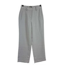 Quince Stretch Crepe Paperbag Trouser Pants Straight Leg in Coastal Grey - 2