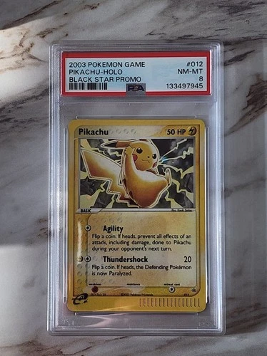 2003 POKEMON BLACK STAR PROMO #012 PIKACHU-HOLO PSA 8