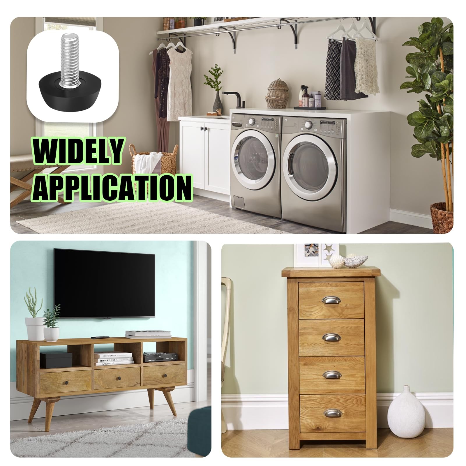 12 Pack M6 Furniture Levelers Stainless Steel Adjustable Threaded Leg Leveling