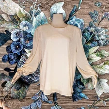 COZY CO By COZY CASUAL Light Beige Silver SPARKLE Blouse Top DRESSY Womens Large